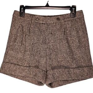 Gap Womens Brown Wool Blend Tweed Cuffed Shorts Dark Academia Size 0